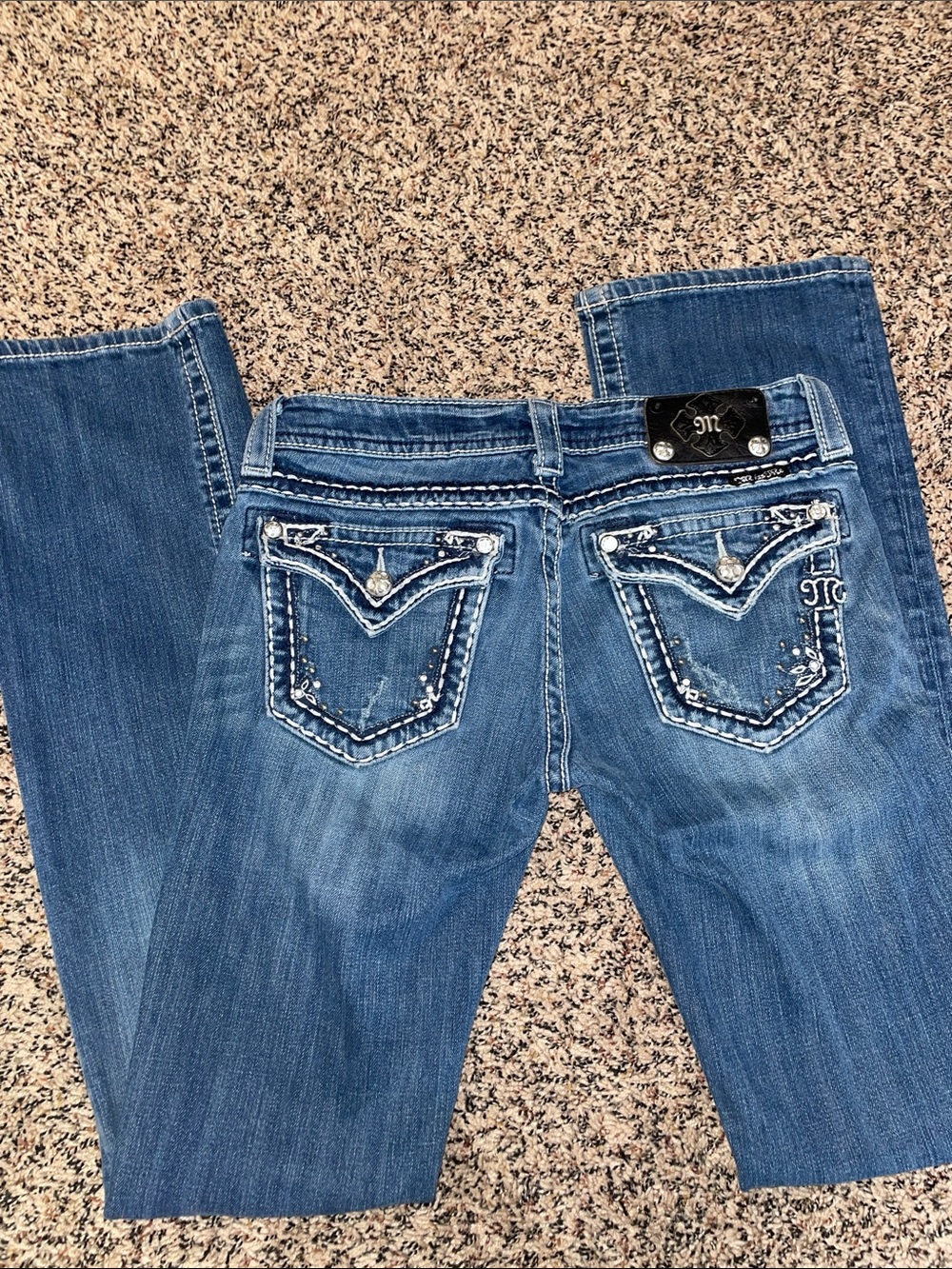 Miss Me Embellished Bootcut Denim Jeans Medium Blue Size 27 | EUC